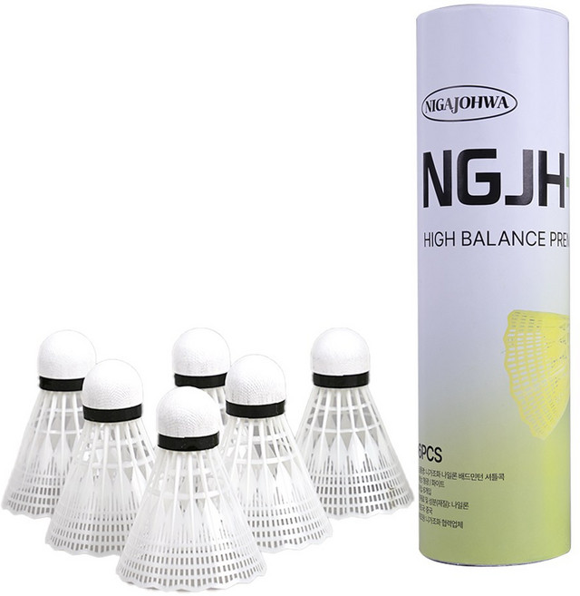 니가조화 나일론 배드민턴 셔틀콕 NGJH-1000, 화이트, 6개입, 1개
