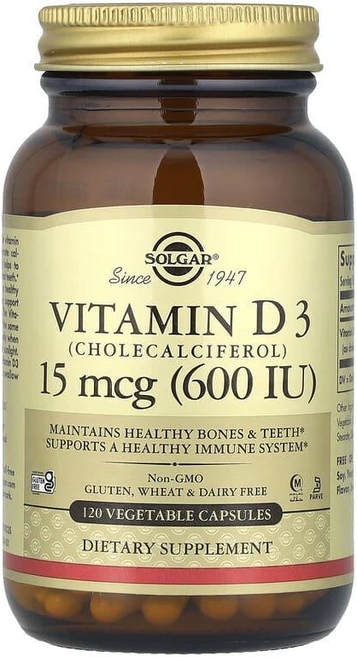 Solgar VitaminD3 솔가 비타민D3 콜레칼시페롤 15mcg 120정, 1개 - 쿠팡