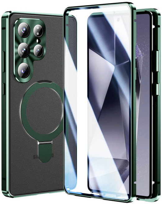 헤미션 갤럭시 S25/S26 울트라 풀커버 맥세이프 케이스 - 양면강화유리 마그네틱 자동흡착 MagSafe 거치대 케이스