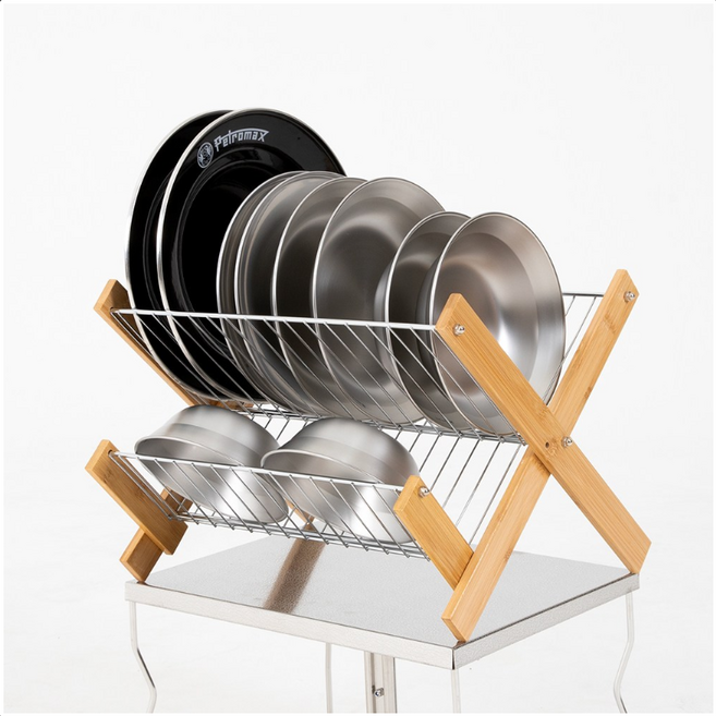 접이식 감성 캠핑 식기 건조대 우드 스테인레스 캠핑용품, 1개, 2단, 23900