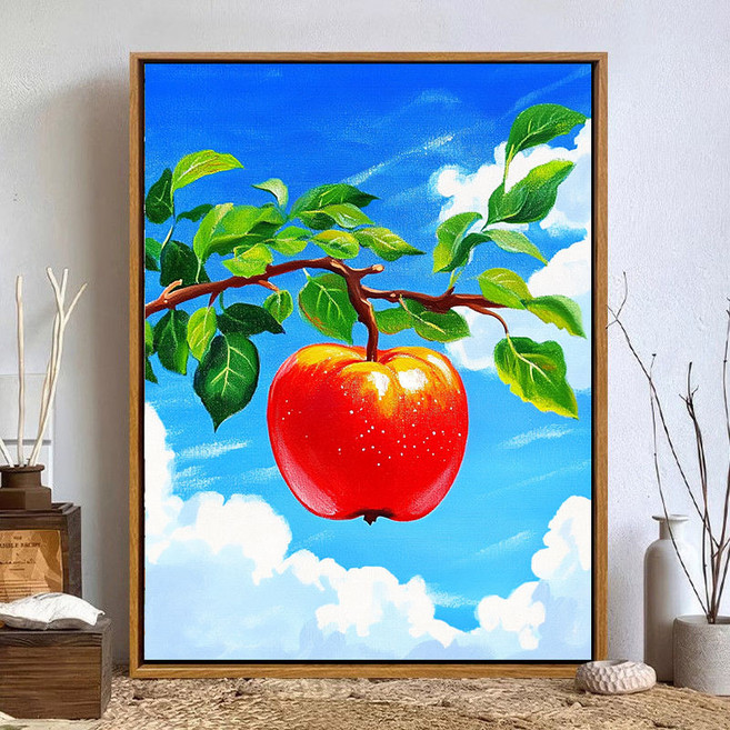 사과 그림그리기 돈들어오는 유화 세트 DIY캔버스페인팅 40x50cm 인테리어그림 집들이 선물용 장식 다용도 DIY취미생활추천, 홍사과04, 1개