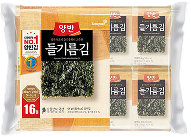 양반 들기름김 식탁, 4g, 32개