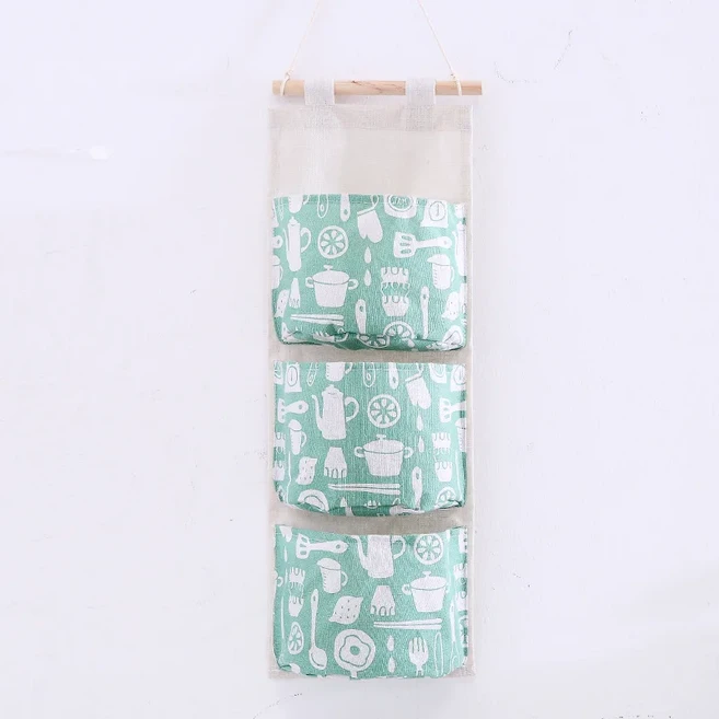 3포켓 옷장 수납 행잉 백 욕실 화장품 정리함 벽걸이 잡화 가방 파우치 2022 신제품, 09 Green tableware