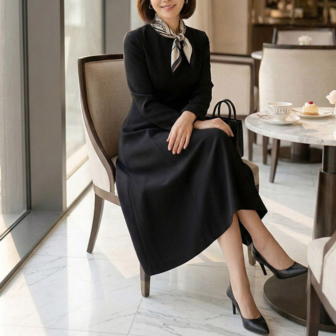 로즈맘 엄마옷 로즈맘 미델라운드롱원피스