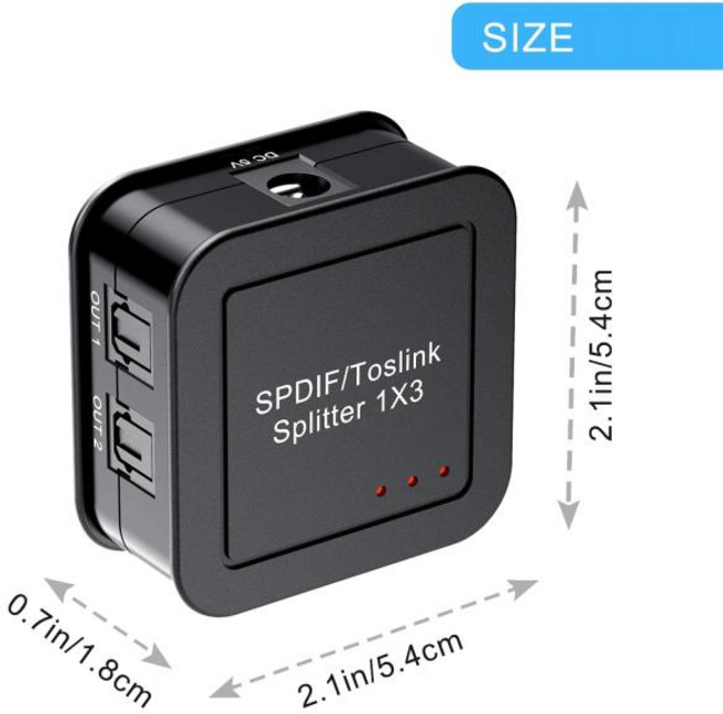 호환 디지털 광학 오디오 스플리터 SPDIF TOSLINK 광섬유 블루레이 DVD HDTV용 1 in 3 Out 1X3, 한개옵션0