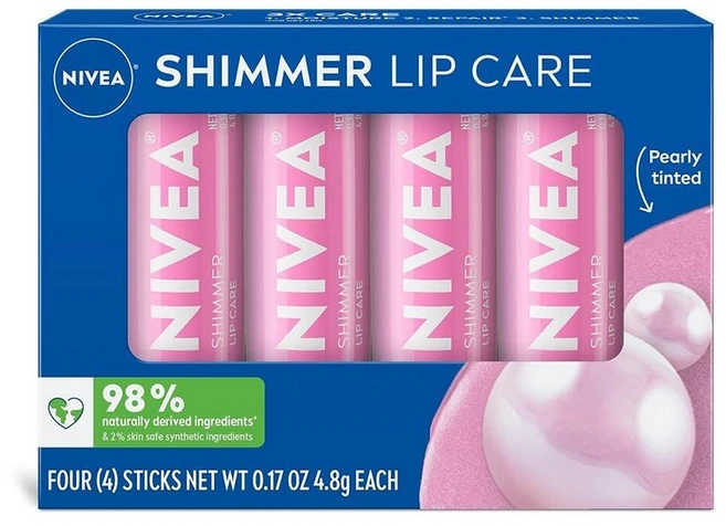 니베아 쉬머 립 케어 핑크 립밤 4.8g 4팩, Shimmer - 쿠팡