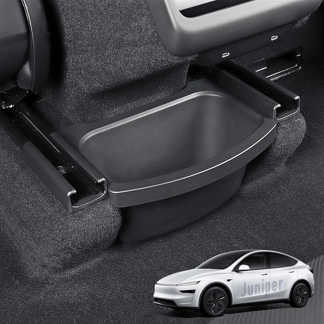 Tesla Model Y 주니퍼 리프레시 2026 2025 리어 센터 콘솔 쓰레기통 쓰레기통 2열 시트 아래 보관함 정리함 테슬라 액세서리 완벽한 착용감 TPE, Model Y Juniper-No Lid