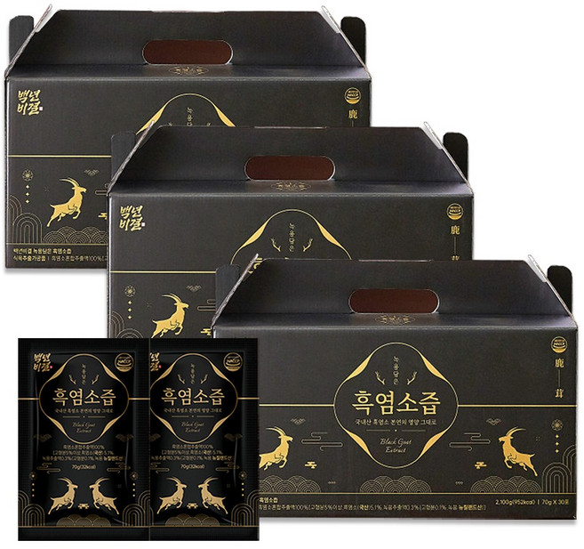 백년비결 녹용담은 흑염소즙 엑기스 진액 30포 1박스, 70g, 90개
