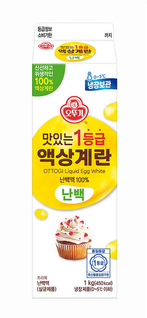 오뚜기 맛있는 1등급 액상계란 난백 1kg 살균 난백액 계란흰자, 3개