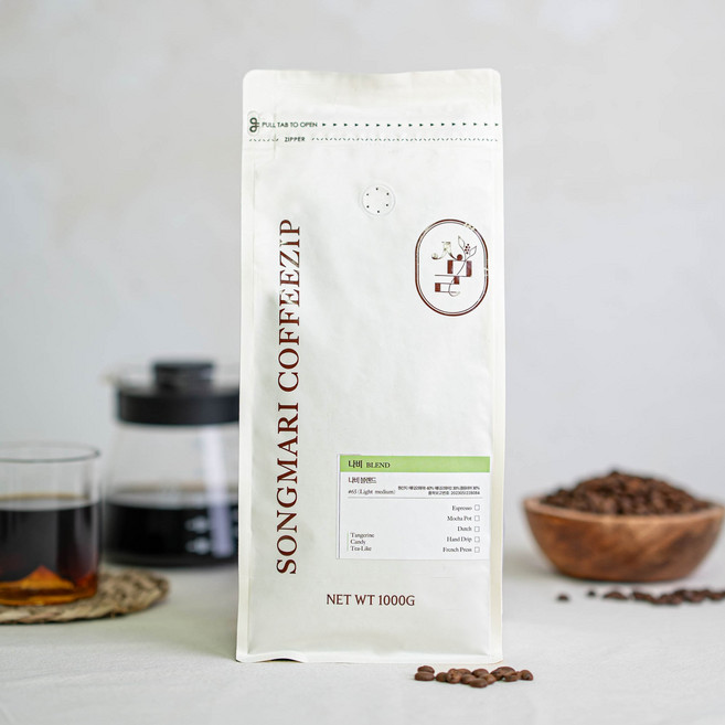 [당일로스팅]송마리커피집 산미있는 나비 블렌드 원두커피, 1개, 1kg, 홀빈(분쇄안함)