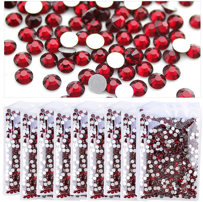 의류용 대량 라인석 DIY 플랫 백 다이아몬드 네일 장식 크리스탈 AB 글리터 페이스 아트 스톤, [04] Siam, [02] SS8 x 10bags, Siam, 1개