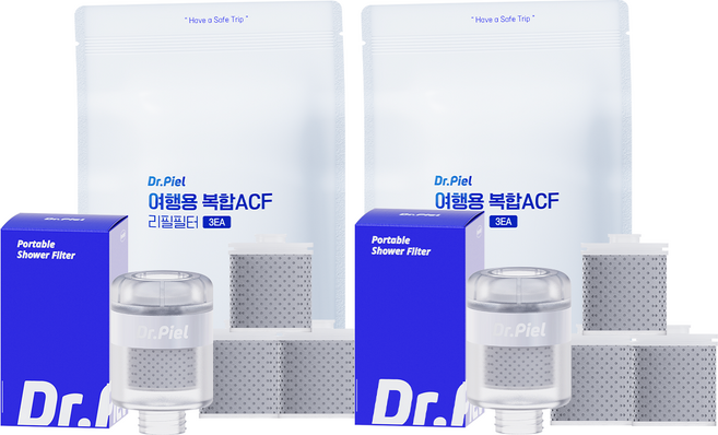 닥터피엘 여행용 샤워필터 [고급형] 본품 2개 + 리필필터 2세트(6ea), 닥터피엘 여행용 샤워필터 [고급형] 본품 2개 + 리필