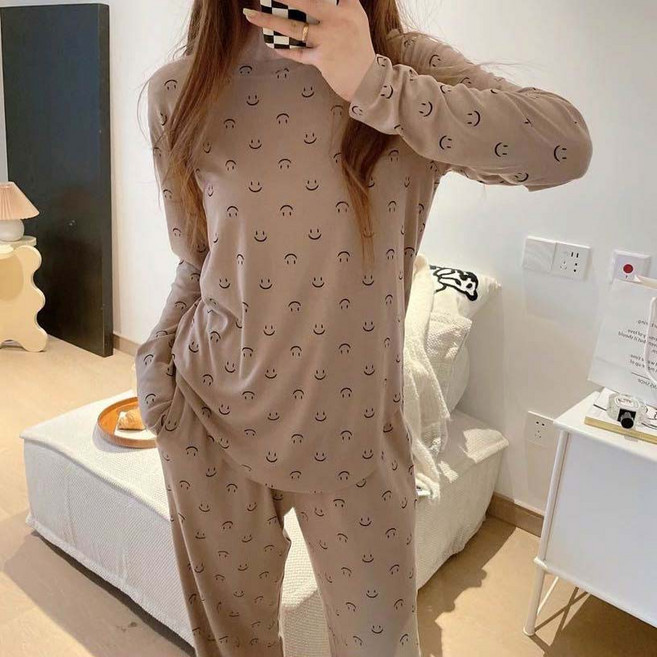 슈가라인 스마일 긴팔 잠옷 상하의 세트 홈웨어 파자마