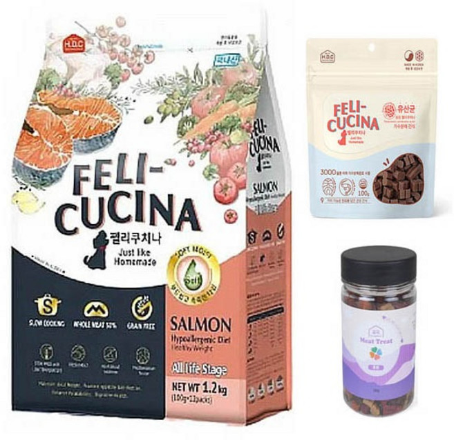 펠리쿠치나 반습식사료 사은품 펠리쿠치나간식100g+궁극트릿180g제공, 1개, 1.2kg, 연어