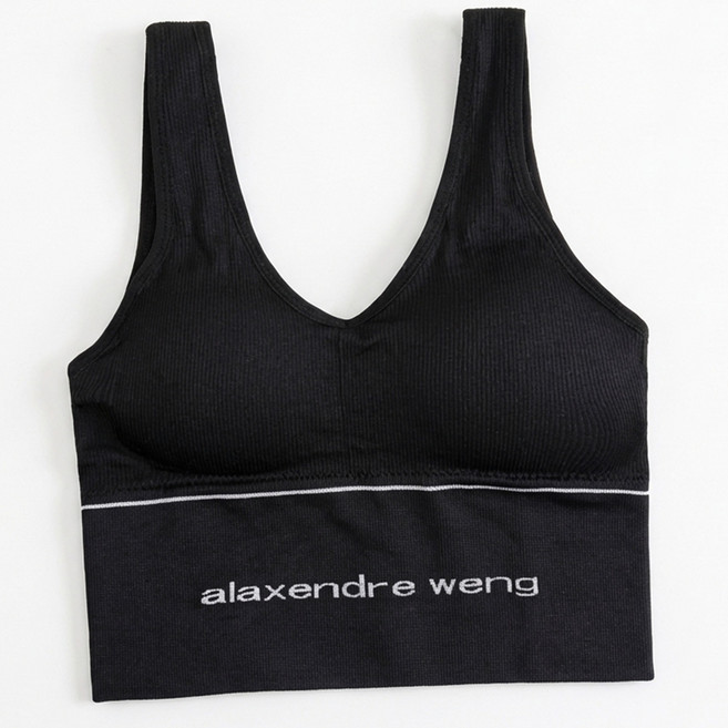 여성 U넥 노와이어 캡내장 스포츠 브라탑 운동 이너웨어