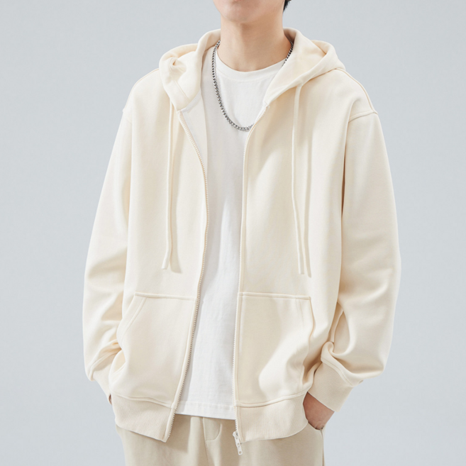 리치블랑 남녀공용 특양면 오버핏 빅사이즈 무지 긴팔 후드집업