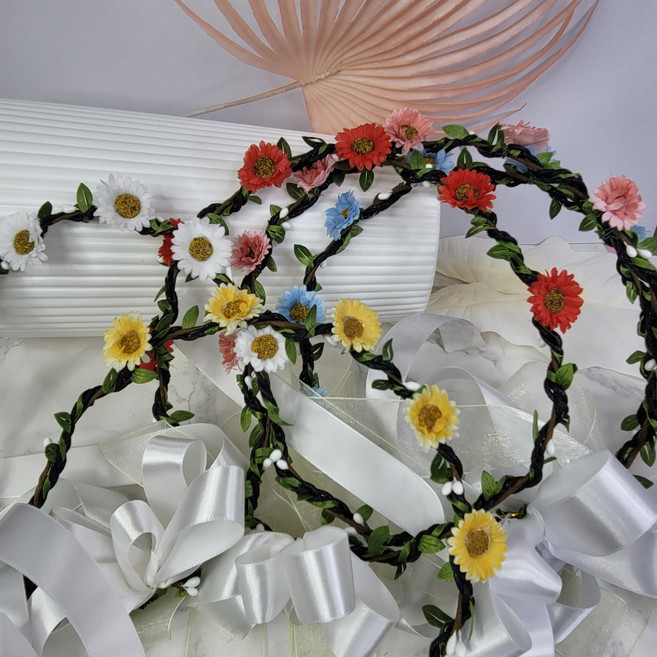 브라이덜샤워 웨딩 스냅샷 촬영 고급 화관 만들기 DIY 세트 수업용 조화, 1.화이트화관