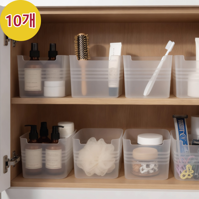 수납킹 다용도 욕실 정리함, 화이트 투명, 10개