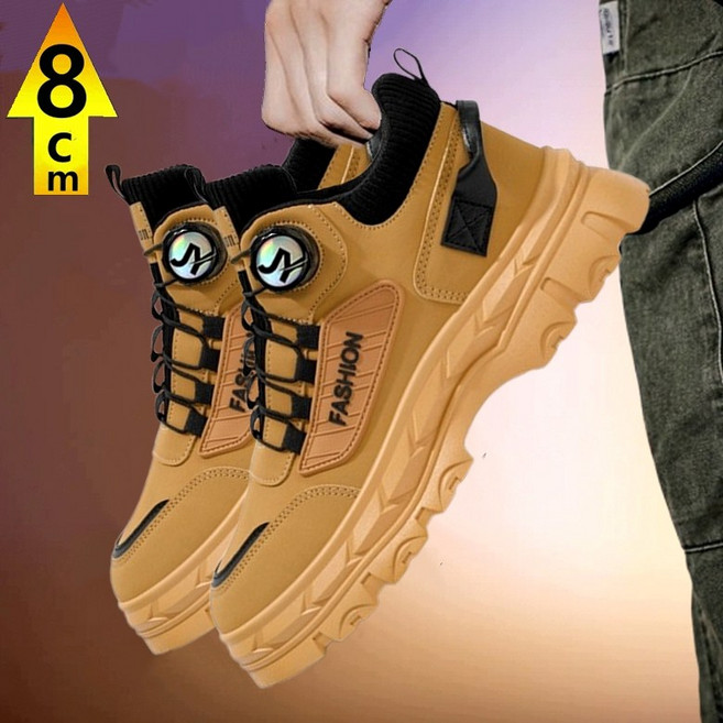 남성 키높이 8CM 가죽 다이얼 남자 패션 운동화 수제화 스니커즈 하이탑 다용도