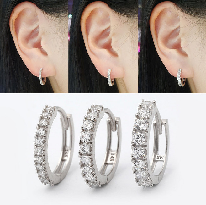 언쉬주얼리 14K 18K 이터니티 모이사나이트 원터치 귀걸이 낱개 3 Size