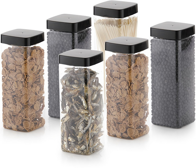 비프로젝트 냉장고 사각 보관용기 대 1200ml + 스티커 32종 세트, 6개입, 1세트