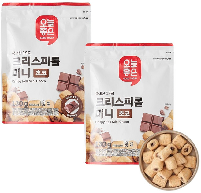 오늘좋은 국내산19곡크리스피롤미니초코, 130g, 2개