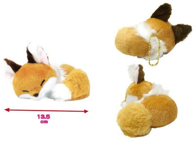AMUFUN 狐狸娃娃吊飾 睡姿狐狸造型 伏見稻荷主題 約13.5公分 棕橘色