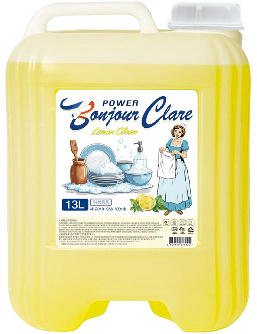 봉쥬르끌레어 레몬클린 13L 주방세제 베이킹소다 대용량 말통세제 세제, 1개