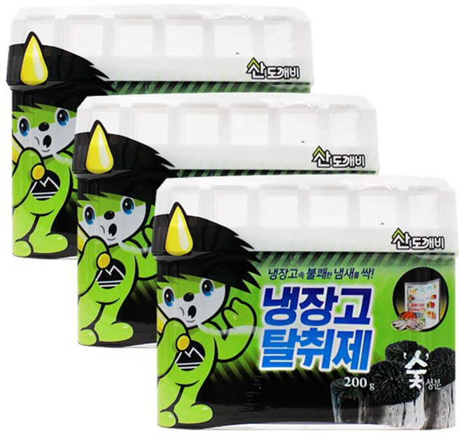 산도깨비 [슬림형]냉장고 탈취제 숯 200g, 3개