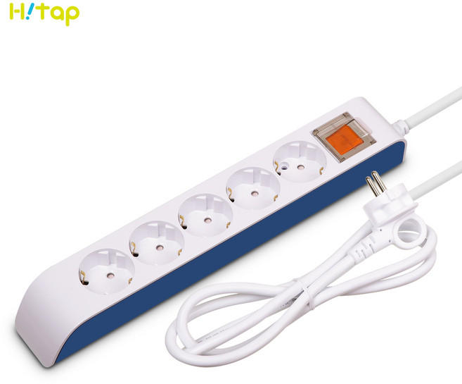 현대일렉트릭 하이탭 5구 메인스위치 일반 멀티탭 16A 가정용 사무용 안전한 국산 멀티 콘센트, 5m, 1개