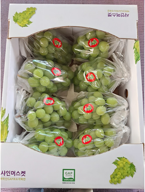 [새콤달콤한농원] 샤인머스켓 상품 가정용 산지직송 GAP 직접재배 고당도 씨없는 망고포도 청포도, 1박스, 4kg, 가정용 상품 4KG (7~8수)