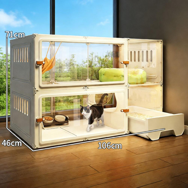 고양이격리장 실내 야옹이 가정용 쉼터 반려묘 샌드박스가 소형 캣타워, F. 대형 2층 106x46x71