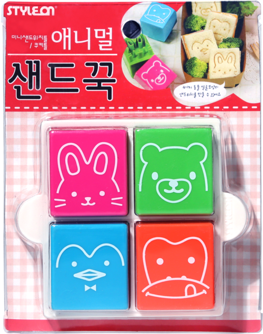 애니멀 샌드꾹 (샌드위치 커터) 귀여운 캐릭터 모양의 샌드위치틀, 1개