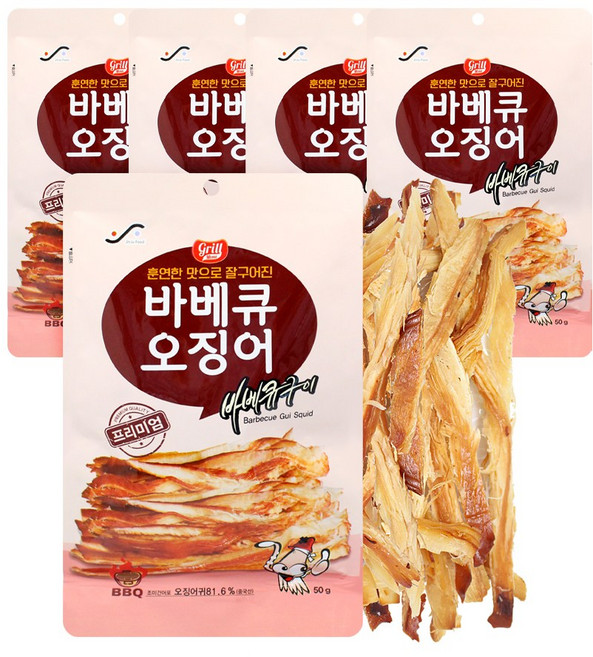 진주 바베큐오징어 [50gx5], 5개, 50g