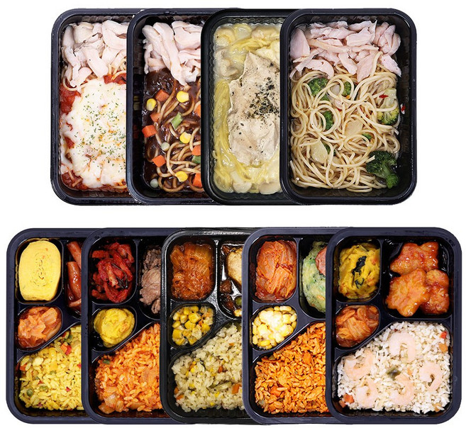 (한식도시락+파스타 9종) 블랙컨슈머 다이어트 한식도시락 5팩+파스타 4팩 간편 냉동 배달 직장인 아침 점심 저염 저당 저지방 식단, 9개, 370g