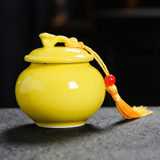 온리움 현관 장식용 단지 재물운 붉은 구슬 미니 항아리 라운드, 05 옐로