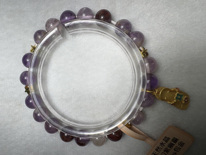 天然水晶 夢幻紫水晶手鍊 8mm 18K包金