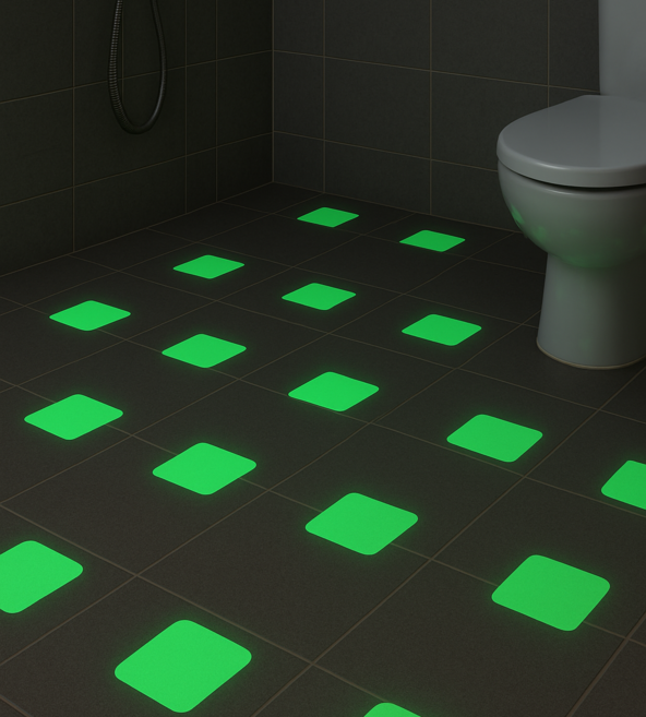 조아리빙 욕실 미끄럼 방지 야광 스티커, 네모, 12개