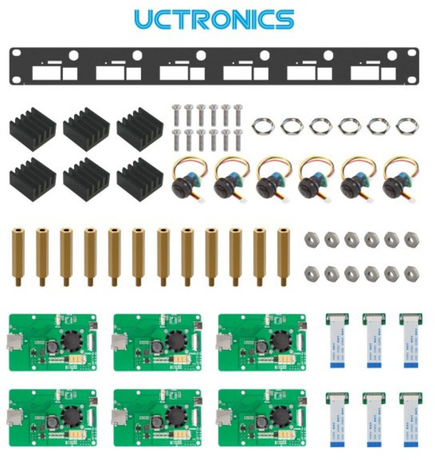 호환 UCTRONICS 라즈베리 파이 4 19 인치 1U 랙 마운트 PoE HAT 전원 스위치 1-6 유닛 지원