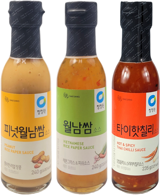청정원 피넛월남쌈소스 240g+월남쌈소스240g+타이핫칠리소스 235g, 1세트, 715g