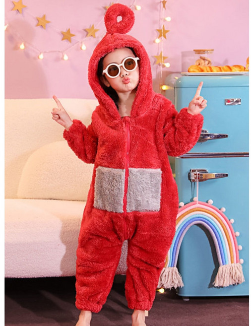 텔레토비 잠옷 캐릭터 홈파티 겨울 원피스 일체형 여아 남아 부드러운 재질 할로윈의상