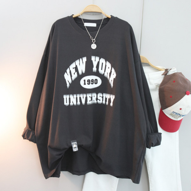 달콩 여성 빅사이즈 봄신상 1990레터링박스긴팔티