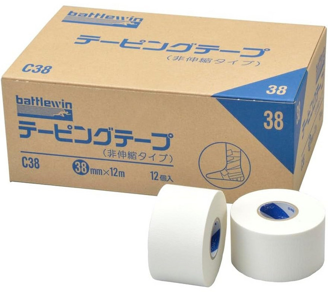 니치반(NICHIBAN) 배틀윈 테이핑 테이프 비신축 타입 38mm * 12m (12개입) 스포츠 테이핑 근육테이프 손가락 손목 무릎 클라이밍, 1개