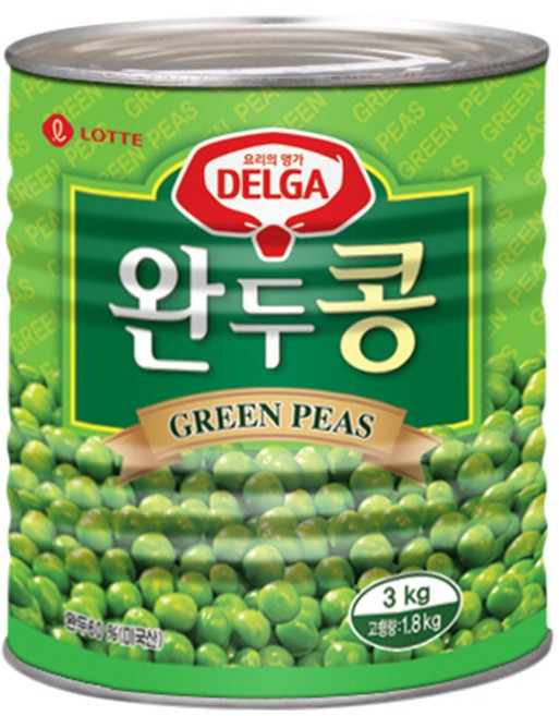 롯데푸드 완두콩 3kg 6개입 1박스 음식 식자재 콩 중국집 콩밥 건강, 6개