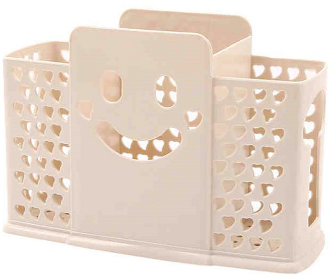 주방 걸이형 물빠짐 젓가락 수저통, 베이지, 2개