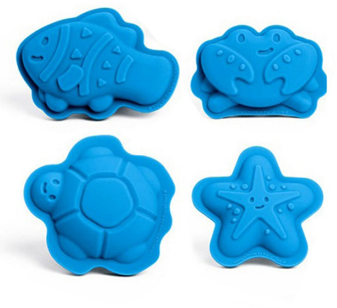 빅지그스BIGJIGS TOYS 바다생물 모래찍기 4개세트 찍기틀 모래놀이 물놀이 장난감 실리콘 몰드, 1세트, 148g, 블루