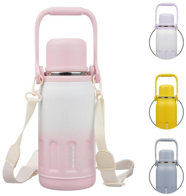 BJPKPK 숄더 스트랩 스테인리스 텀블러 800ml 블루헤이즈, 27 Ounces, Pink Pearl