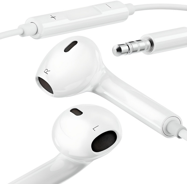 누아트 스테레오 이어팟 유선 이어폰, NATWE - 3.5mm, 화이트