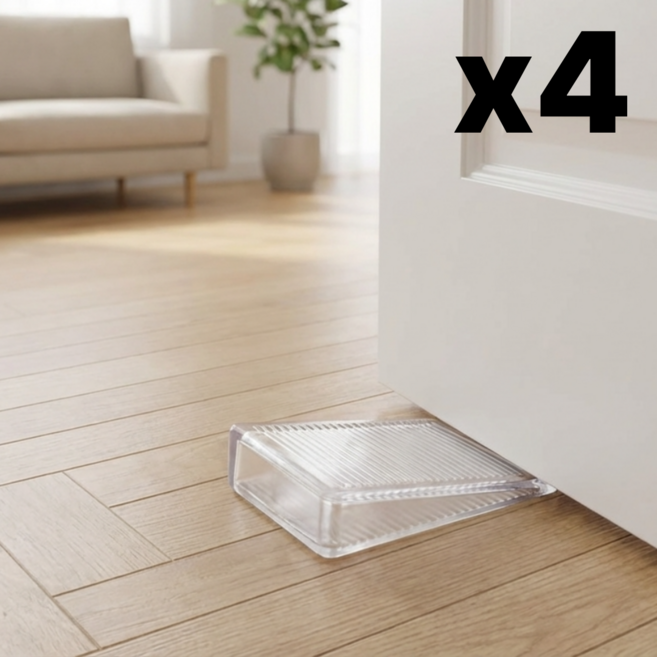 fformme 무타공 실리콘 도어스토퍼 문닫힘 방지, 4개, 투명