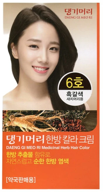 댕기머리 한방 칼라크림 6호(흑갈색)//새치커버염색약, 흑갈색, 1개 - 쿠팡